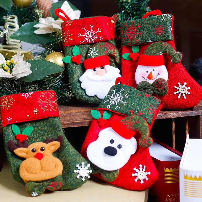 2017 Christmas stocking xmas decorations Children gift candy bag santa claus socks Christmas tree ornaments santa sacks Gift
2017 Christmas stocking xmas decorations Children gift candy bag santa claus socks Christmas tree ornaments santa sacks Gift