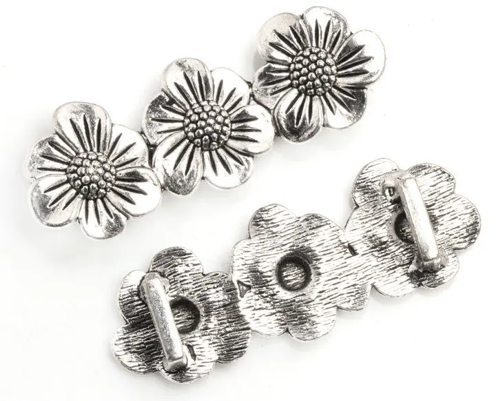 Wholesale cheap 4 pcs Attractive charm fashion Tibetan Silver Flower Crafts Charms Findings Clasps Hooks 52*19mm TA2409 | Украшения и