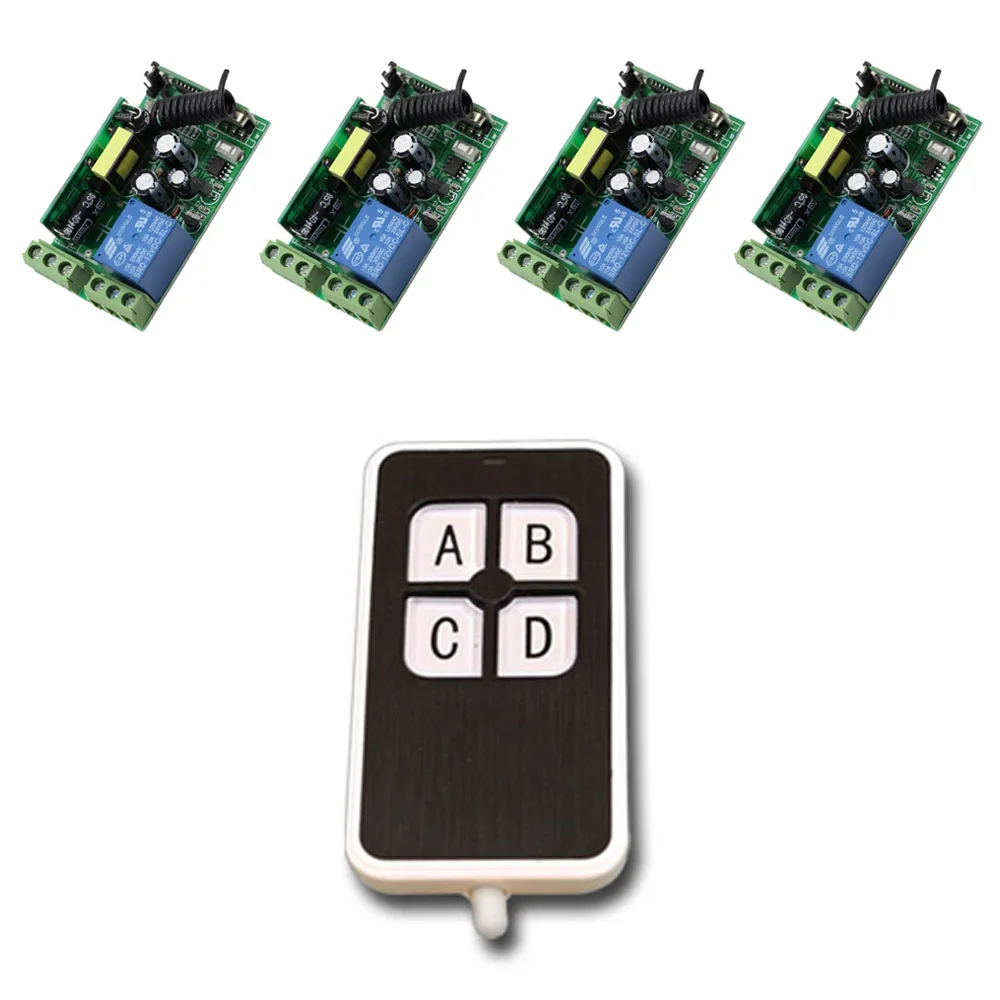 Latest 1CH 10A RF Wireless Remote Control Switch System 4pcs Receivers and Transmitter 315/433mhz AC 85V 110V 120V 220V 250V
Latest 1CH 10A RF Wireless Remote Control Switch System 4pcs Receivers and Transmitter 315/433mhz AC 85V 110V 120V 220V 250V