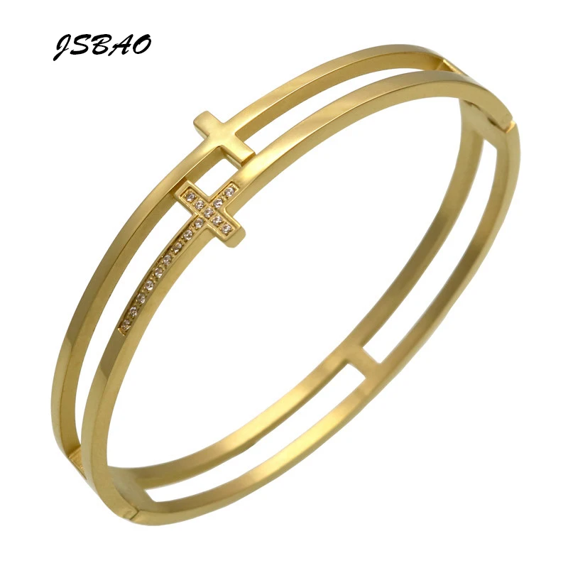 JSBAO New Arrival Fashion Brand Jewelry Stainless Steel Double Cross Punk Bracelet Women Bracelets & Bangles Cuff
JSBAO New Arrival Fashion Brand Jewelry Stainless Steel Double Cross Punk Bracelet Women Bracelets & Bangles Cuff