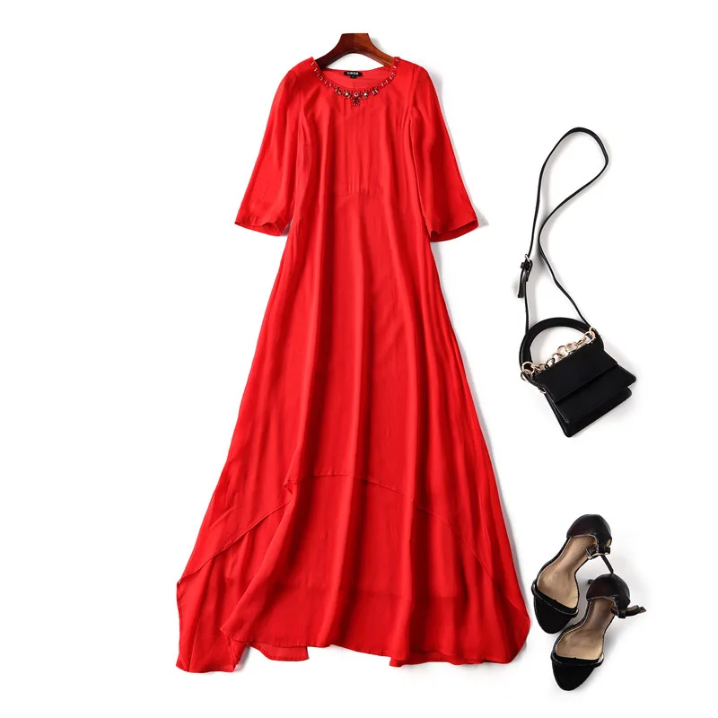 High Quality Brand Dresses 2019 Spring Summer Party 1950s Style Dress Women Diamond Beading Mid-Calf Red Black Dress XXXXL Size
High Quality Brand Dresses 2019 Spring Summer Party 1950s Style Dress Women Diamond Beading Mid-Calf Red Black Dress XXXXL Size