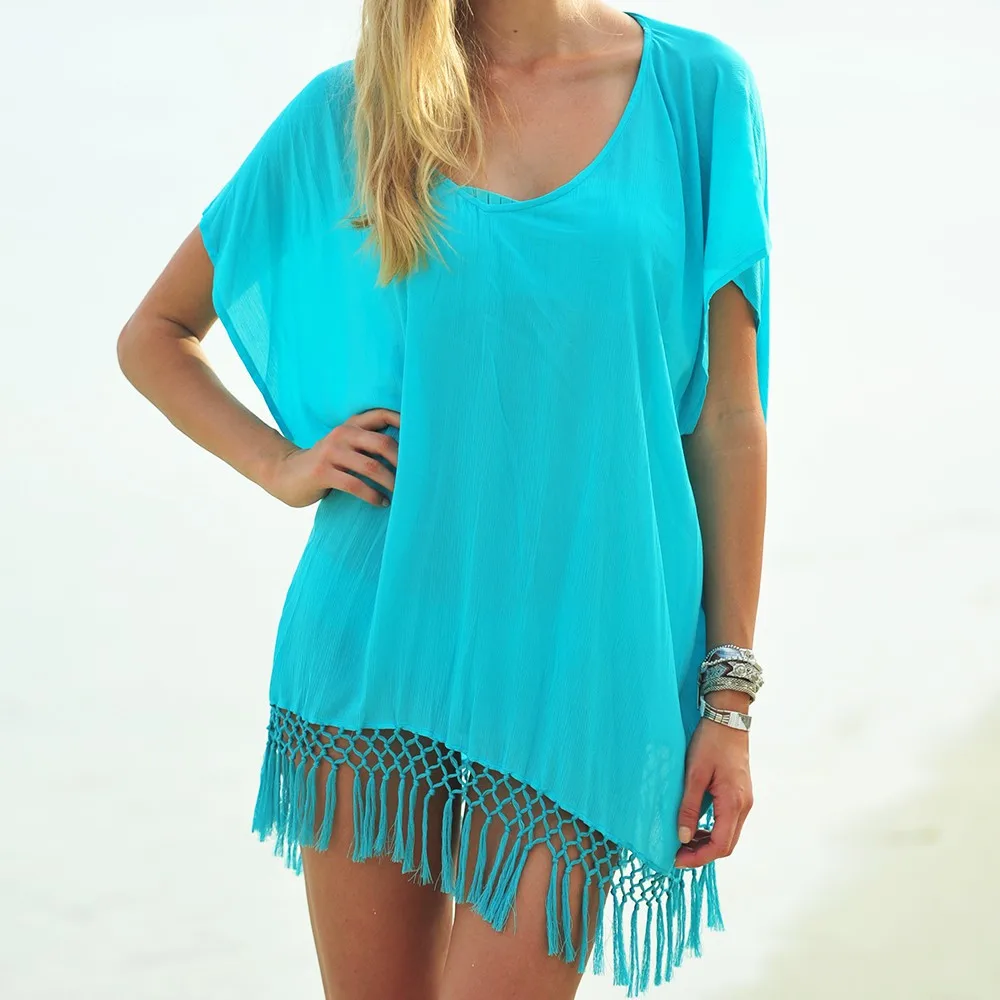 BYUAN New Summer Women Dress Chiffon Tassel Sexy Beach Dress Women 2018 Batwing Sleeve Solid Loose Ladies Dresses Sun Clothes
BYUAN New Summer Women Dress Chiffon Tassel Sexy Beach Dress Women 2018 Batwing Sleeve Solid Loose Ladies Dresses Sun Clothes