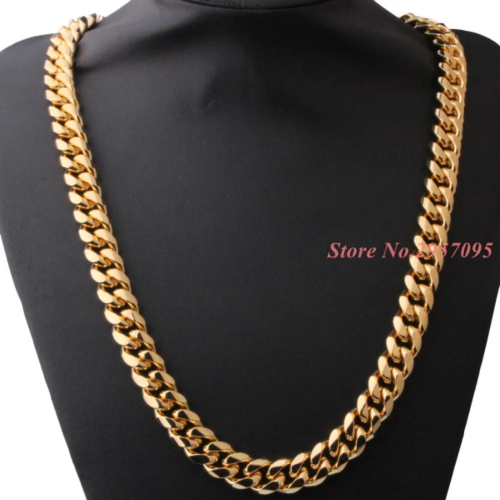 Customize Length Gold Chain For Men Hip Hop Chain Necklace 15MM Gold Color Mens Thick Curb Chain Necklaces Male Jewelry
Customize Length Gold Chain For Men Hip Hop Chain Necklace 15MM Gold Color Mens Thick Curb Chain Necklaces Male Jewelry