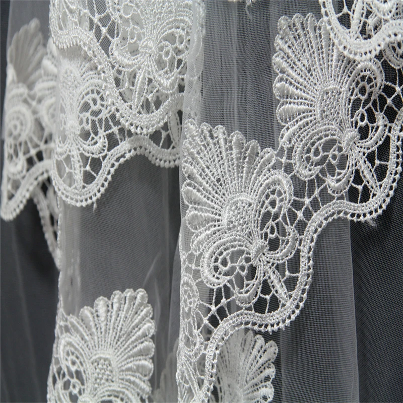 Белый Собор Свадебная Фата 2.8 м Длинные Края Шнурка Bridal Veil с Расческой Свадебные
