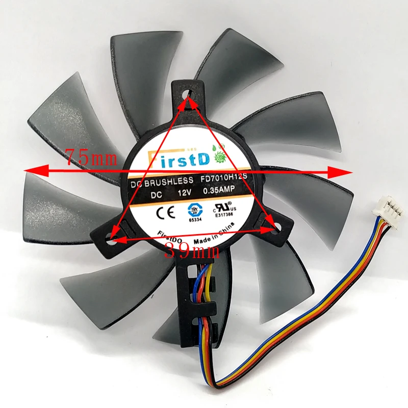 75 мм FD7010H12S DC 12V 0.35A VGA кулер вентилятор охлаждения Замена для сапфир HD7850 ASUS GTX660 670 680