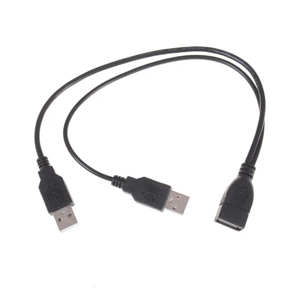 Фото Черный Удлинительный кабель 20 см USB 1 разъем на 2 разъема хаб для передачи данных