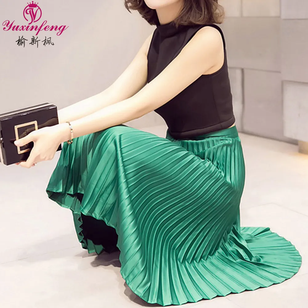 Yuxinfeng Spring Auutmn Black Green Pleated Skirt Women High Waist Solid Casual Vintage Tutu Skirts Elegant Ladies Mmidi Skirts
Yuxinfeng Spring Auutmn Black Green Pleated Skirt Women High Waist Solid Casual Vintage Tutu Skirts Elegant Ladies Mmidi Skirts