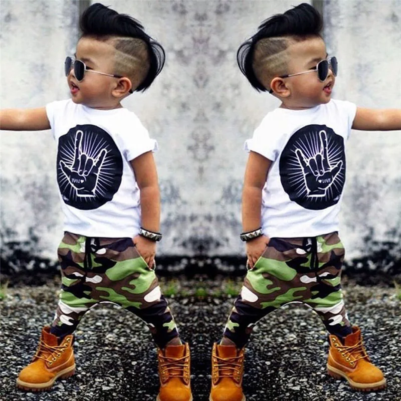 2018 Summer Kids Clothing Outfit Suits Short Sleeve Cotton T-Shirts +Camouflage Pants 2pcs Infant Toddle Boys Girls Clothes Set
2018 Summer Kids Clothing Outfit Suits Short Sleeve Cotton T-Shirts +Camouflage Pants 2pcs Infant Toddle Boys Girls Clothes Set