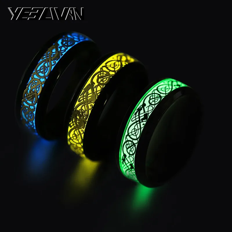 Green Blue Yellow Glow in the Dark Men's Rings Stainless Steel Dragon Pattern Wave Cardiogram Lord of the Luminous Rings Women
Green Blue Yellow Glow in the Dark Men's Rings Stainless Steel Dragon Pattern Wave Cardiogram Lord of the Luminous Rings Women