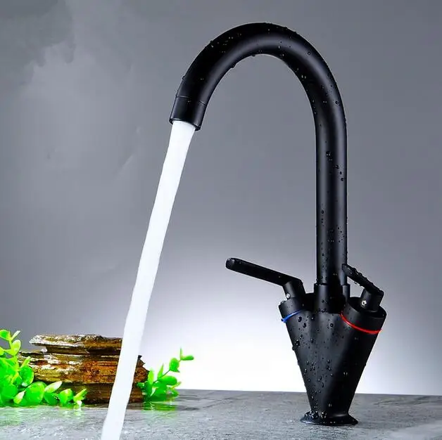 Dual handle Black copper kitchen faucet black ORB faucet hot and cold Brass Black antique faucet
Dual handle Black copper kitchen faucet black ORB faucet hot and cold Brass Black antique faucet