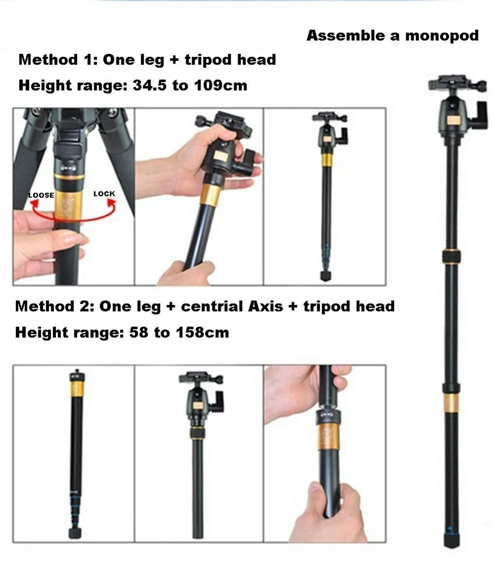 Moveski Q666C Professional Compact Carbon Tripod monopod with Ballhead Quick Release Portable Traveling Tripod for DSLR Camera
Moveski Q666C Professional Compact Carbon Tripod monopod with Ballhead Quick Release Portable Traveling Tripod for DSLR Camera