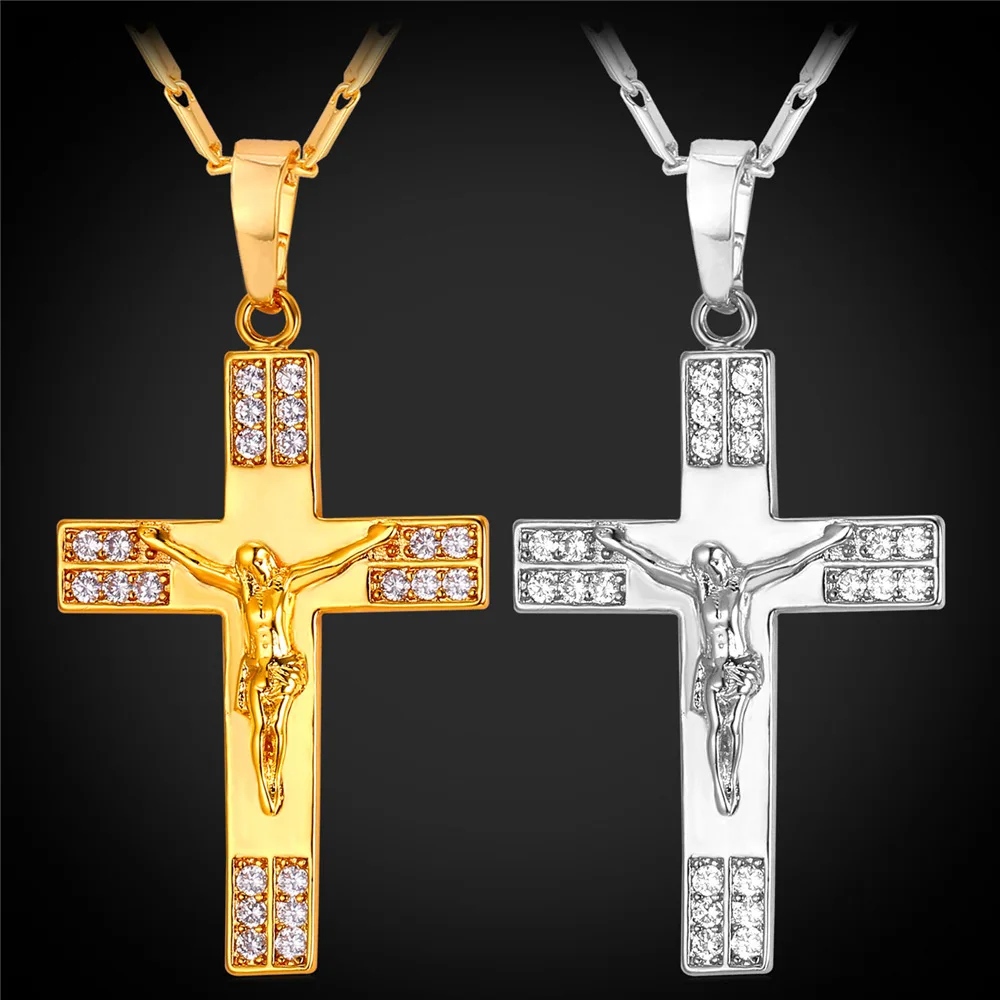 Vintage Christian Necklace & Pendant Jesus Cross Necklace Religious Gold/Silver Color Crystal Cubic Zirconia Jewelry P175
Vintage Christian Necklace & Pendant Jesus Cross Necklace Religious Gold/Silver Color Crystal Cubic Zirconia Jewelry P175