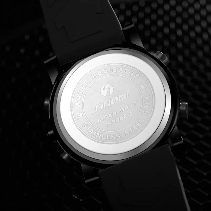 SINOBI Мужские часы лучший бренд Роскошные спортивные для мужчин силиконовый