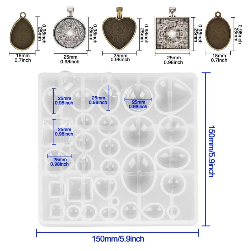 31 Pieces DIY Jewelry Craft Making Kit 1 Silicone Resin Casting Mold 5 Styles Pendant Trays Time Gem Epoxy Mold Set
31 Pieces DIY Jewelry Craft Making Kit 1 Silicone Resin Casting Mold 5 Styles Pendant Trays Time Gem Epoxy Mold Set