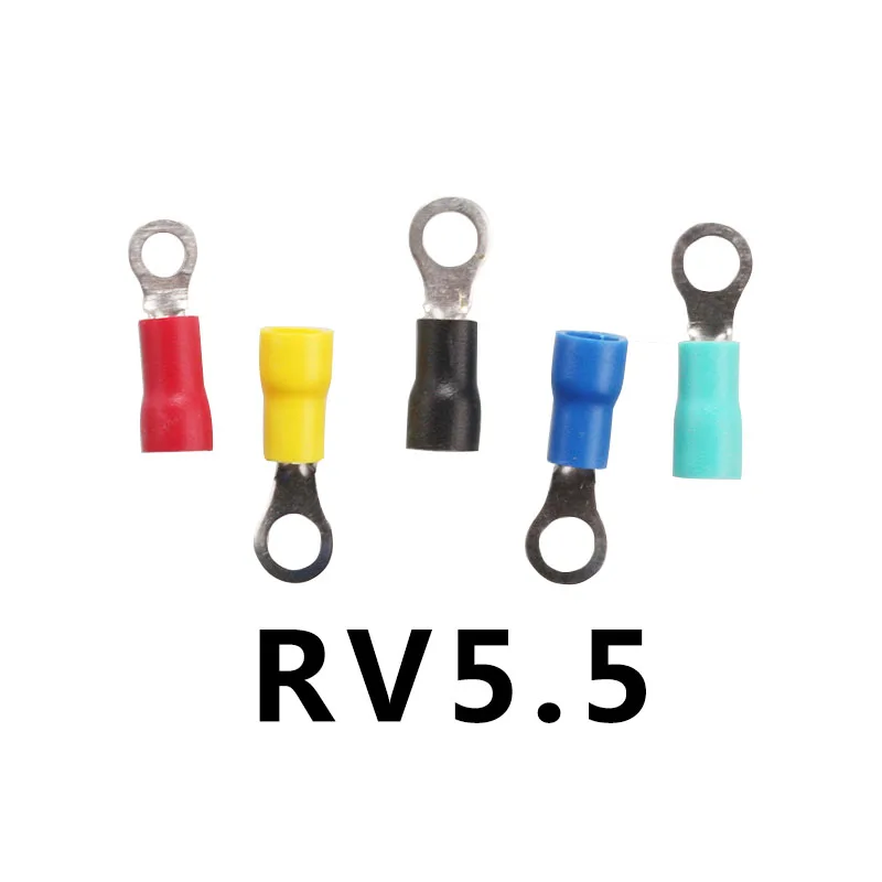 RV5.5 4 5 6 8 10 12 100 шт. изолированный Кольцевой концевой соединитель кабеля AWG