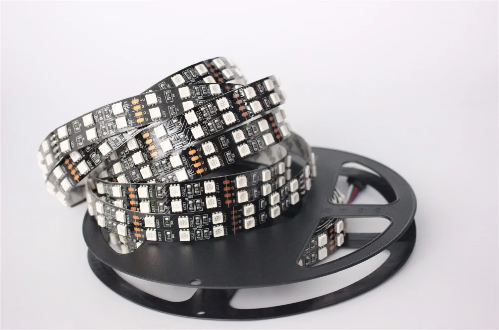Не водонепроницаемая светодиодная лента IP20 Black PCB RGB 5050 двухрядная черная