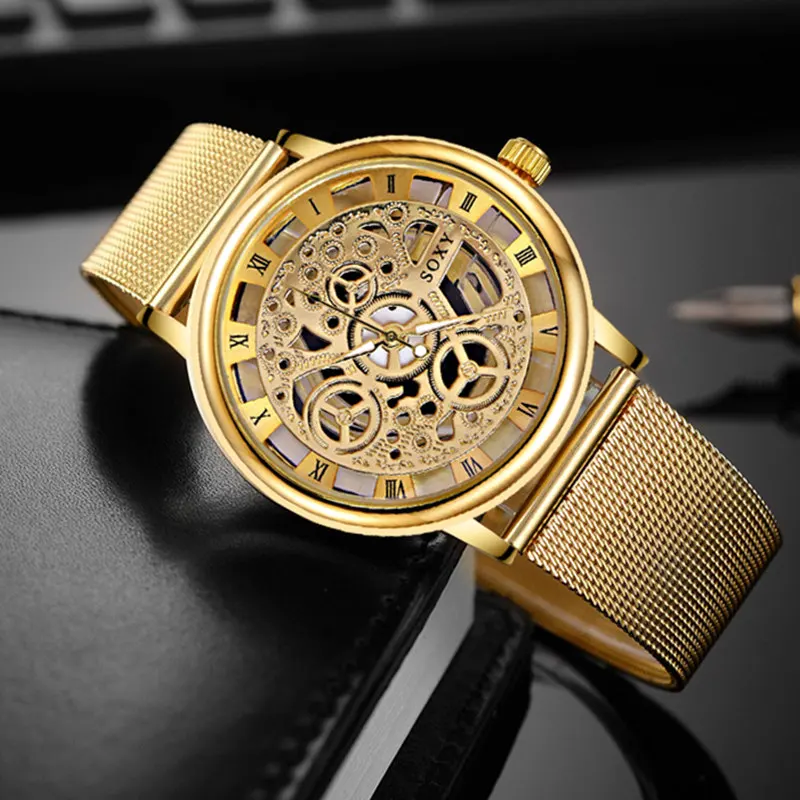 Golden Luxury Hollow Steel Watches Women Men Unisex Retro Relojes Hombre Quartz Wristwatch Fashion Luxury Clock relogio feminino
Golden Luxury Hollow Steel Watches Women Men Unisex Retro Relojes Hombre Quartz Wristwatch Fashion Luxury Clock relogio feminino