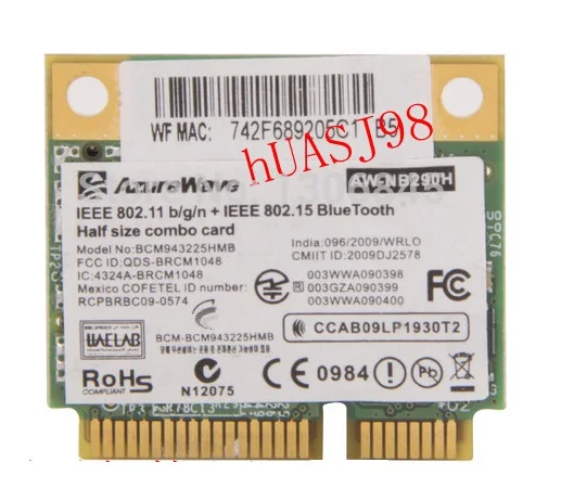 Новая беспроводная карта Broadcom BCM43225HMB BCM43225 Half Mini PCI-E Wifi для смартфонов ACER 4750G 5750G 4352G
Новая беспроводная карта Broadcom BCM43225HMB BCM43225 Half Mini PCI-E Wifi для смартфонов ACER 4750G 5750G 4352G