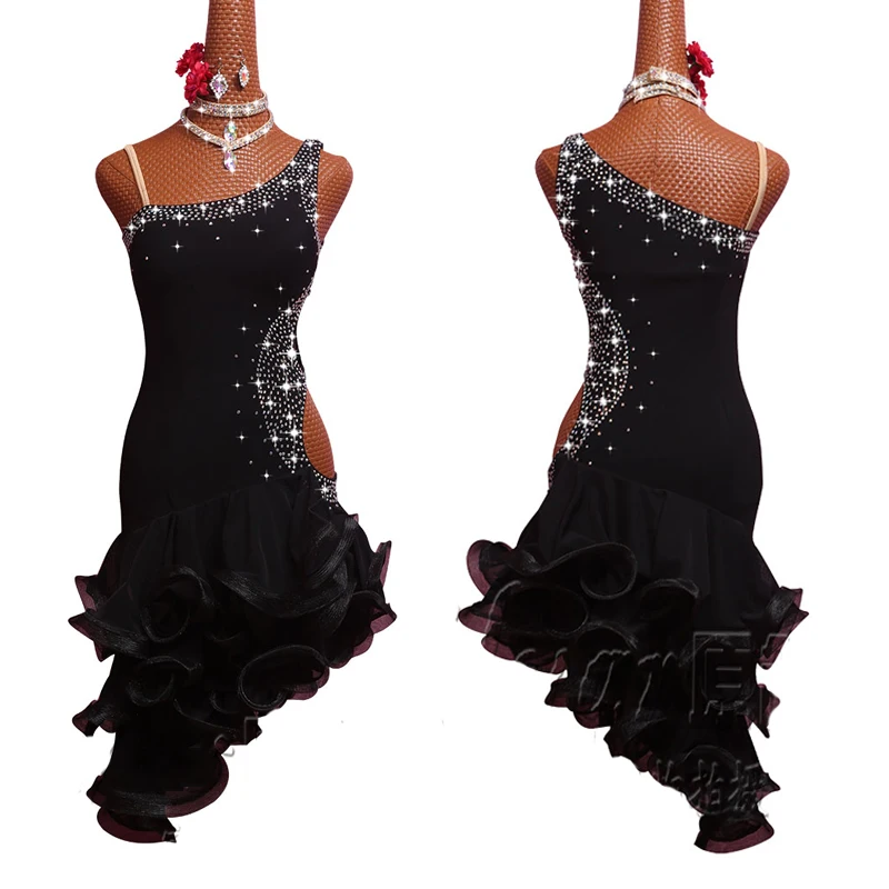 New Latin Dance Dress Women Costume Black Dress Sexy Waist Hole Crimping Dance Skirt Salsa Dress Tango Black Latin Dress BL1997
New Latin Dance Dress Women Costume Black Dress Sexy Waist Hole Crimping Dance Skirt Salsa Dress Tango Black Latin Dress BL1997