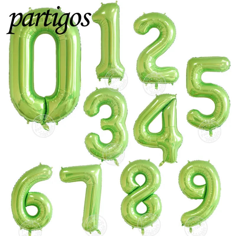 

1pcs 40inch Number Balloons Avocado Green colour Foil balloons Helium Globos Baby Shower Birthday Party decor globals summer dec