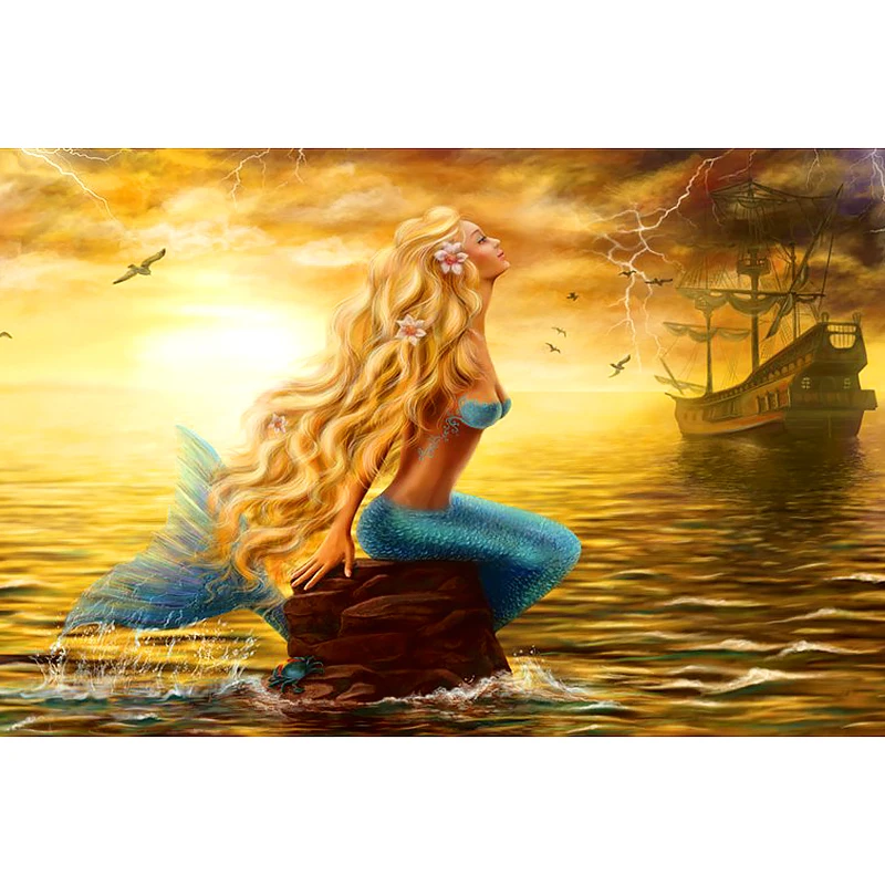 Full square drill 5D DIY diamond embroidery beautiful Mermaid diamond painting Cross Stitch Rhinestone mosaic decoration 
Full square drill 5D DIY diamond embroidery beautiful Mermaid diamond painting Cross Stitch Rhinestone mosaic decoration