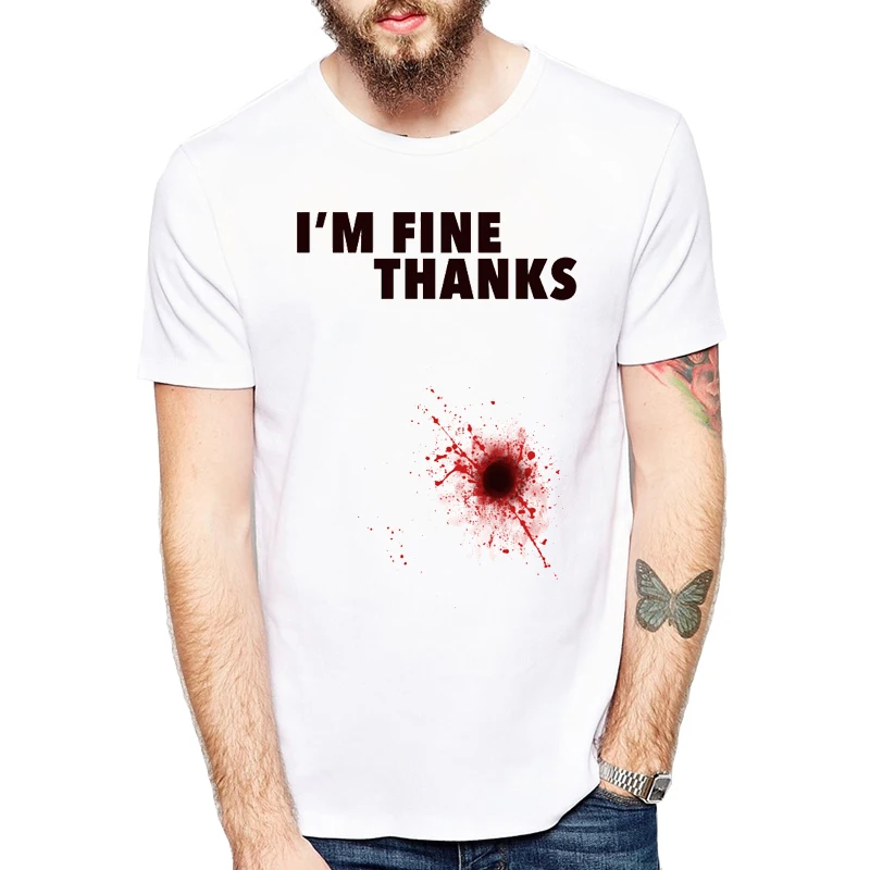 Мужская футболка с коротким рукавом модная надписью Get shot I am fine blood gift лето 2019|funny