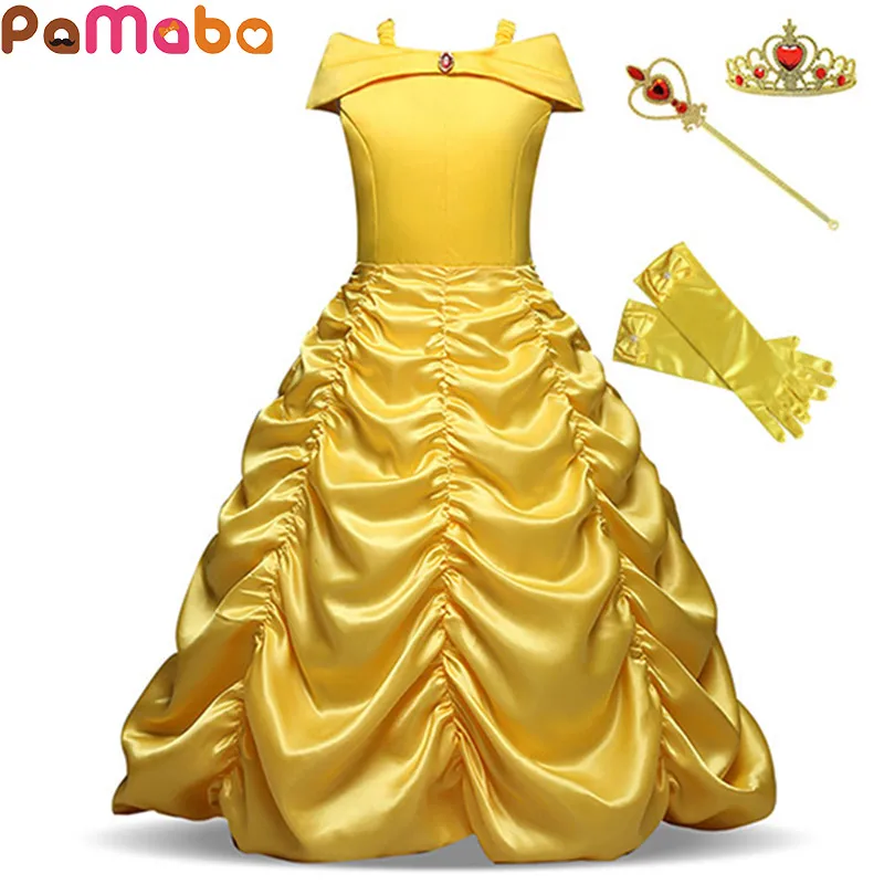 PaMaBa/платье принцессы Белль для девочек бальное платье без рукавов наряд косплея