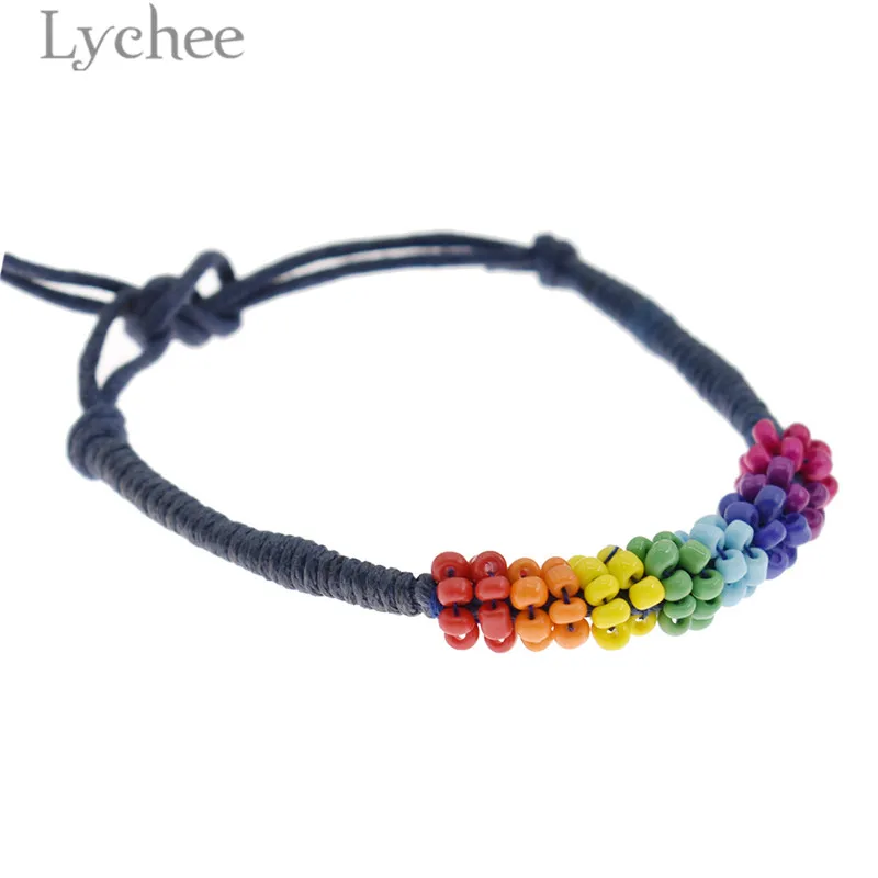 Lychee 1 шт. модный пеньковый Канат Радужный цветной мужской женский браслет против