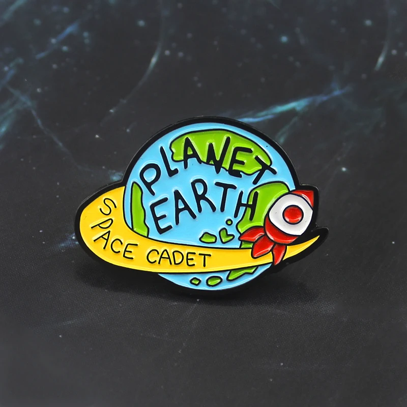 Rocket surround Planet earth брошка мультфильм space креативный значок подарок для любителей
