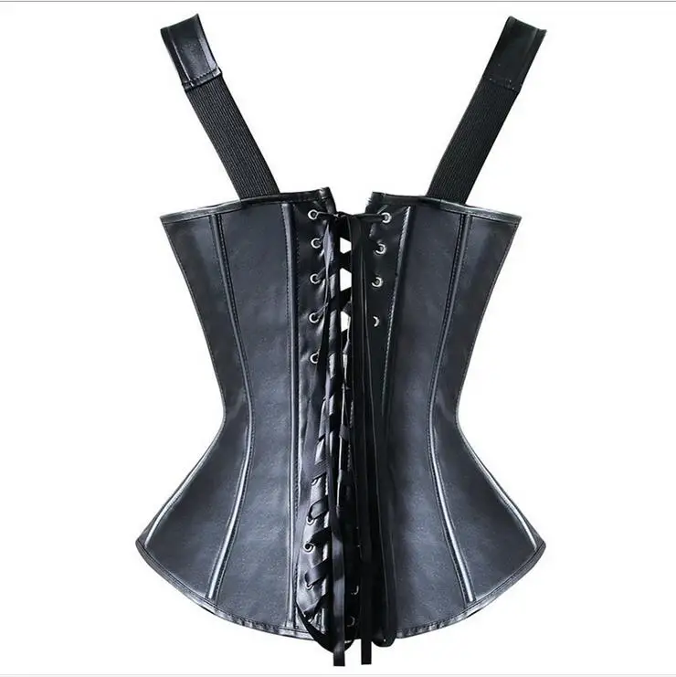 Faux Leather Corselet Gothic Shoulder Strap Corset Steampunk Plus Size Bustier Black Zipper&Buckle Back Lace-Up Design Corsets
Faux Leather Corselet Gothic Shoulder Strap Corset Steampunk Plus Size Bustier Black Zipper&Buckle Back Lace-Up Design Corsets