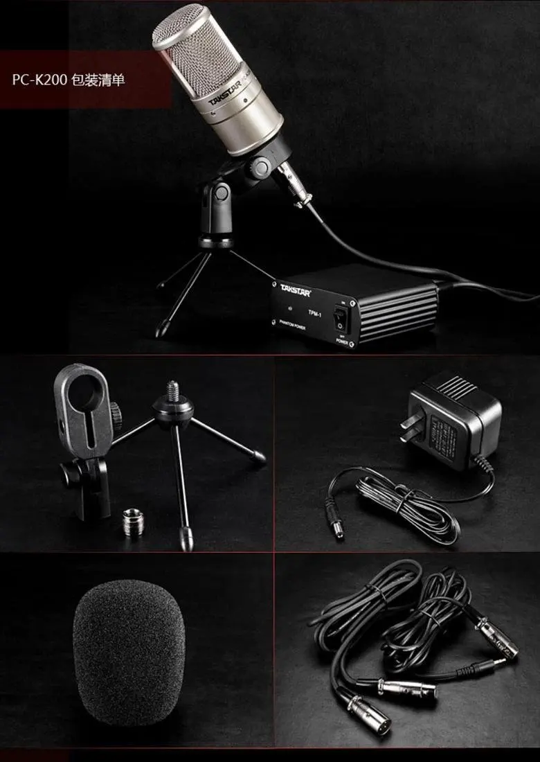 Профессиональный звукозаписывающий микрофон Takstar PC-K200 емкостный конденсаторный