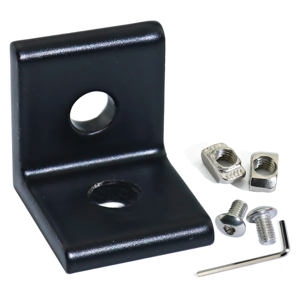 

4/10 Sets 2 Hole Black 90 Degree Inside Corner Bracket Kit for 2020 3030 4040 Aluminum Extrusion Profile 20x20 with Nuts Screws