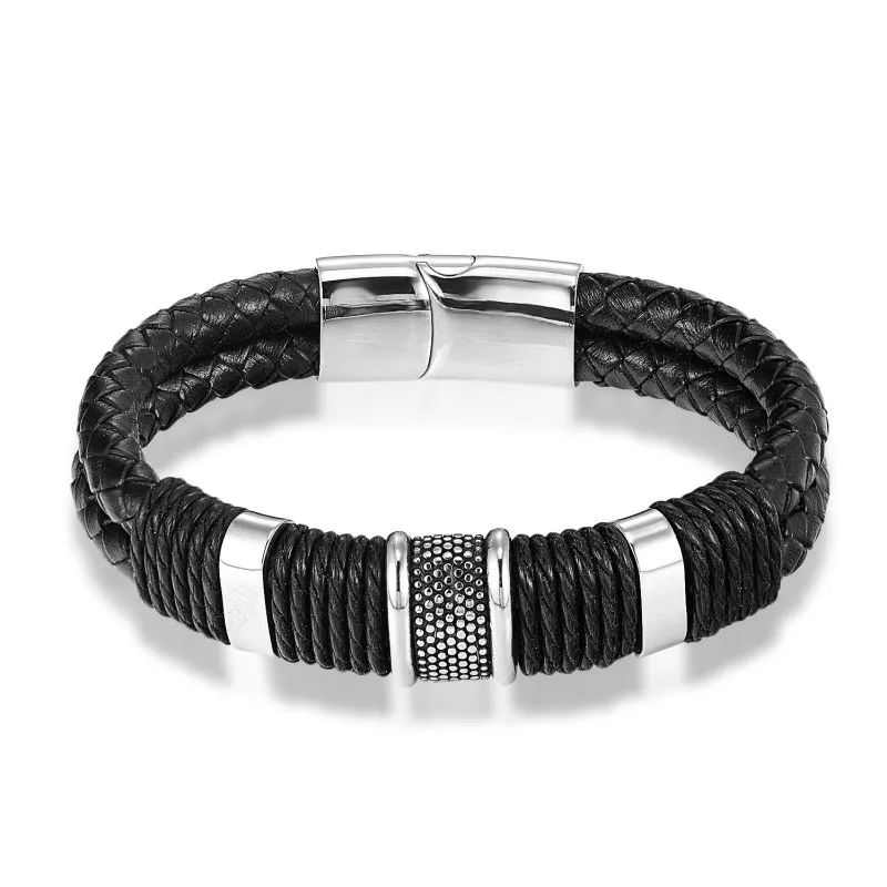 Bracelet Leather Men Fashion Stainless Steel Charm Magnetic Black Genuine Braided Punk Rock Bangles Jewelry Accessories Friend
Bracelet Leather Men Fashion Stainless Steel Charm Magnetic Black Genuine Braided Punk Rock Bangles Jewelry Accessories Friend