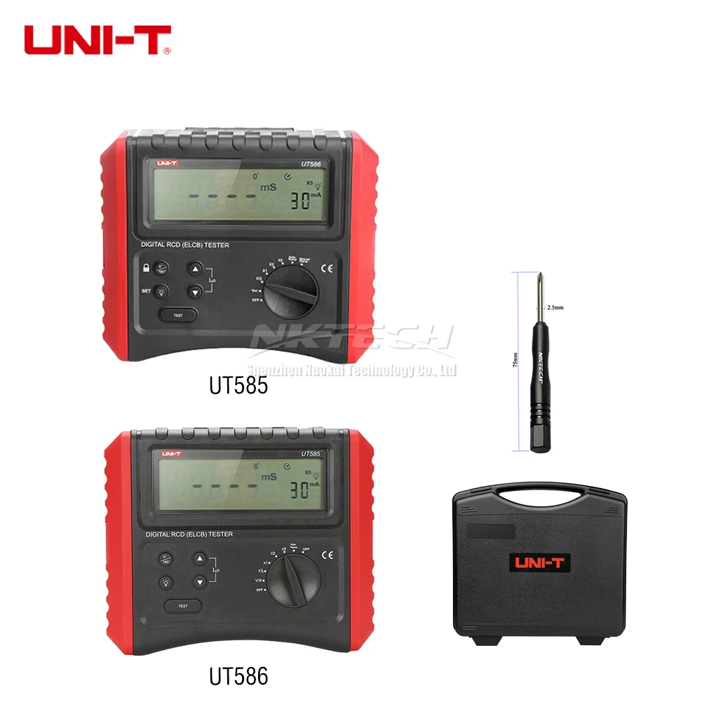 UNI-T UT585 UT586 Digital RCD Tester Leakage Protection Switch Testers AC DC Voltage Frequency 60V-400V 50-60Hz AUTO/Manual RAMP
UNI-T UT585 UT586 Digital RCD Tester Leakage Protection Switch Testers AC DC Voltage Frequency 60V-400V 50-60Hz AUTO/Manual RAMP