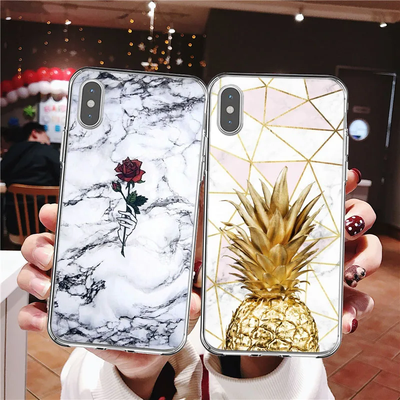 Роскошный гранитный мраморный чехол для телефона iPhone X XS Max XR мягкий из ТПУ 7 8 6 6s Plus