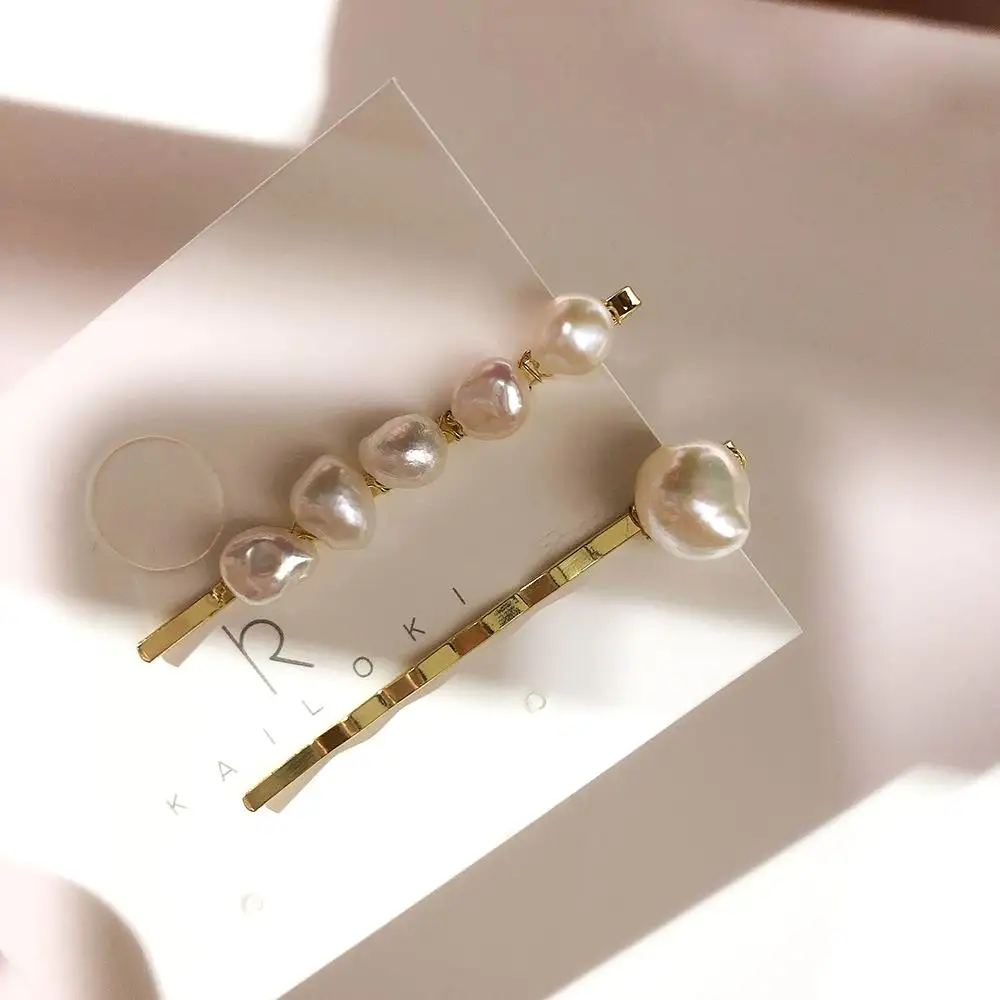 2 pcs Handmade Irregular Geometric Freshwater Pearls Hair Clips For Women Fashion Gold Metal Barrettes Korea Hair Accessories
2 pcs Handmade Irregular Geometric Freshwater Pearls Hair Clips For Women Fashion Gold Metal Barrettes Korea Hair Accessories
