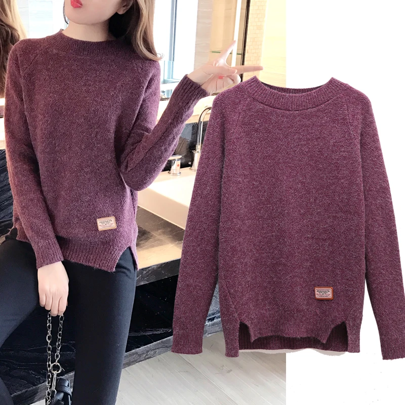 2019 Spring Women Sweater New Fashion O-neck Pullover Winter Knit Basic Tops Irregular Loose Female Knitwear Outerwear | Женская одежда