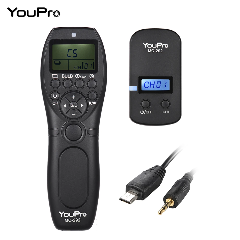 YouPro MC-292 DC0/DC2/N3/S2/E3 2.4G Wireless Remote Control LCD Timer Shutter Release Channels for Canon Sony Nikon Fujifilm etc
YouPro MC-292 DC0/DC2/N3/S2/E3 2.4G Wireless Remote Control LCD Timer Shutter Release Channels for Canon Sony Nikon Fujifilm etc