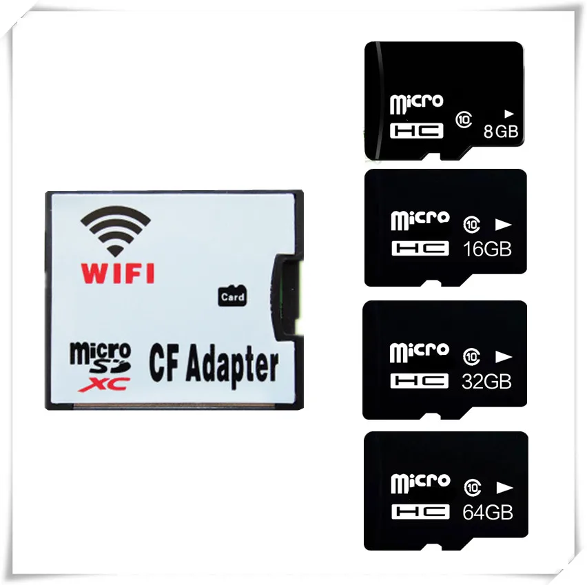 

Wireless wifi CF card adapter+ micro sd sdhc sdxc card 64GB 32GB 16GB 8GB class10 wifi wireless MicroSD Memory TF Card