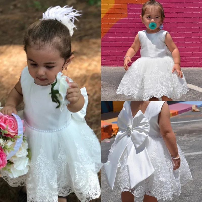 New Coming Lovely Flower Girl Dress with Pearl Belt Lace Appliques Bow V-Back Knee-Length Princess Dress For Baptism Custom Made
New Coming Lovely Flower Girl Dress with Pearl Belt Lace Appliques Bow V-Back Knee-Length Princess Dress For Baptism Custom Made