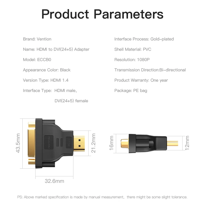 Vention HDMI адаптер DVI 1080 P на Мужской конвертер двунаправленный HDMI/DVI аудио для ПК PS3