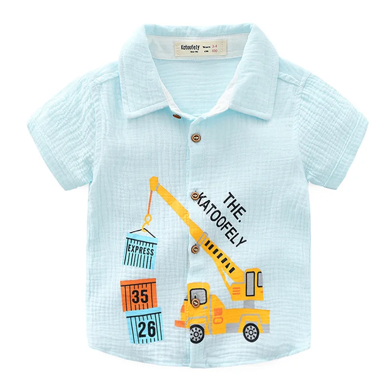 Одежда для маленьких мальчиков Детская Повседневная рубашка с мультяшным