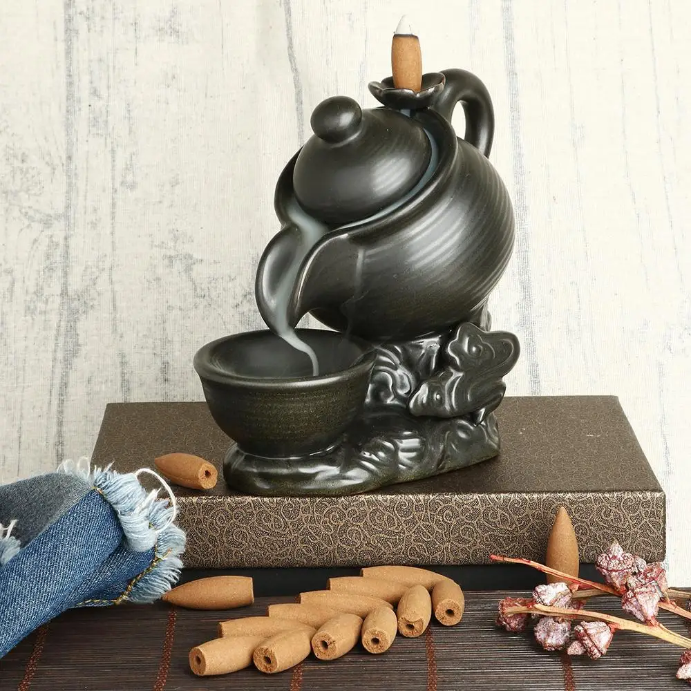 Teapot Incense Burner Smoke Waterfall Backflow Incense Holder Ceramic Censer Usein Home Office Teahouse Aromatherapy Environment
Teapot Incense Burner Smoke Waterfall Backflow Incense Holder Ceramic Censer Usein Home Office Teahouse Aromatherapy Environment
