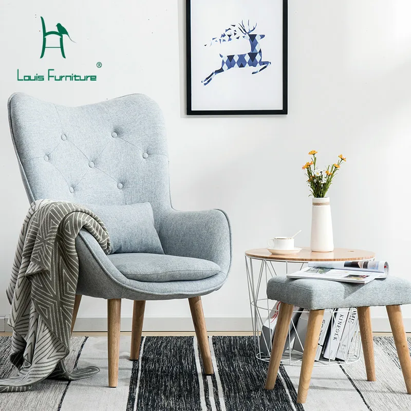 

Louis Fashion Living Room Chairs Nordic Single Sofa Lazy Little Apartment Simple Modern Balcony Bedroom