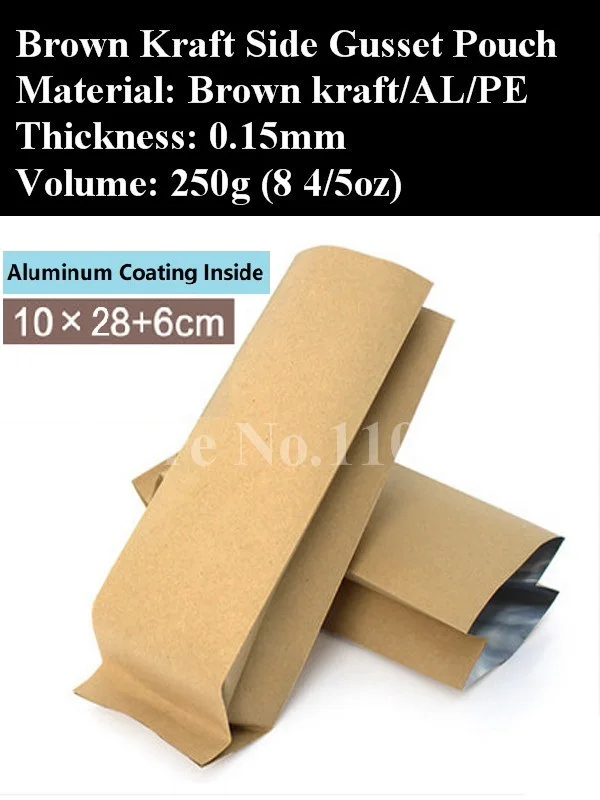 250g Coffee Pouch in Brown Kraft Paper, Heat Sealing Foil Paper Bag for Tea Packaging, 50pcs/lot, Free Shipping
250g Coffee Pouch in Brown Kraft Paper, Heat Sealing Foil Paper Bag for Tea Packaging, 50pcs/lot, Free Shipping