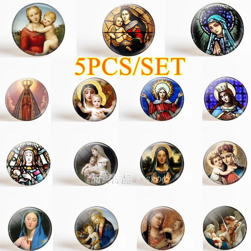 5PCS/SET Virgin Mary and Baby Jesus Christian Catholicism Blessed Mother Religious Art Glass Dome Pendant Making Jewelry
5PCS/SET Virgin Mary and Baby Jesus Christian Catholicism Blessed Mother Religious Art Glass Dome Pendant Making Jewelry