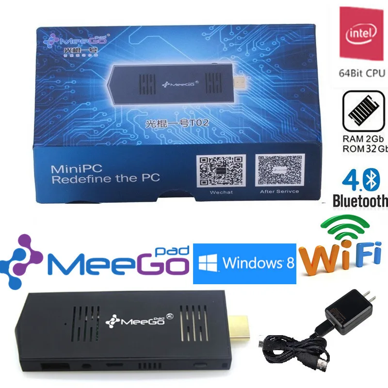 Meegopad T02 Win10 Home Версия Mini PC обновления от meegopad T01 Intel Z3735F Quad-Core 2 ГБ/32 г Wi-Fi Bluetoot HDMI ТВ Box