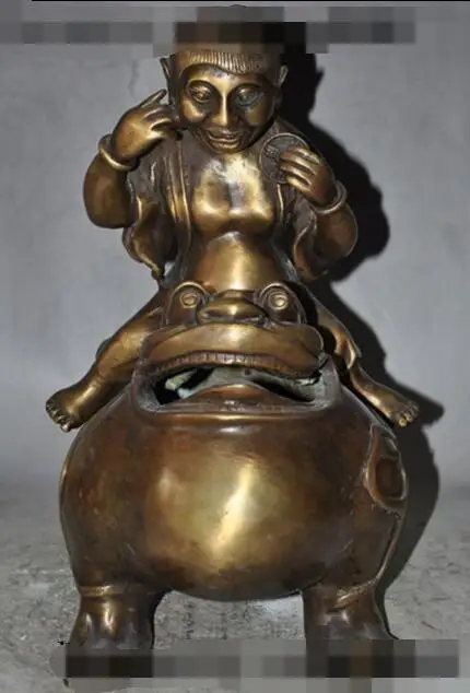 S01352 12"chinese bronze Liu god plays Golden Toad Spittor wealth statue incense burner
S01352 12"chinese bronze Liu god plays Golden Toad Spittor wealth statue incense burner