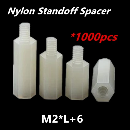 1000PCS M2*L+6mm Spacing Screw for PCB/Computer Motherboard Hexagonal Nylon Standoff spacer
1000PCS M2*L+6mm Spacing Screw for PCB/Computer Motherboard Hexagonal Nylon Standoff spacer