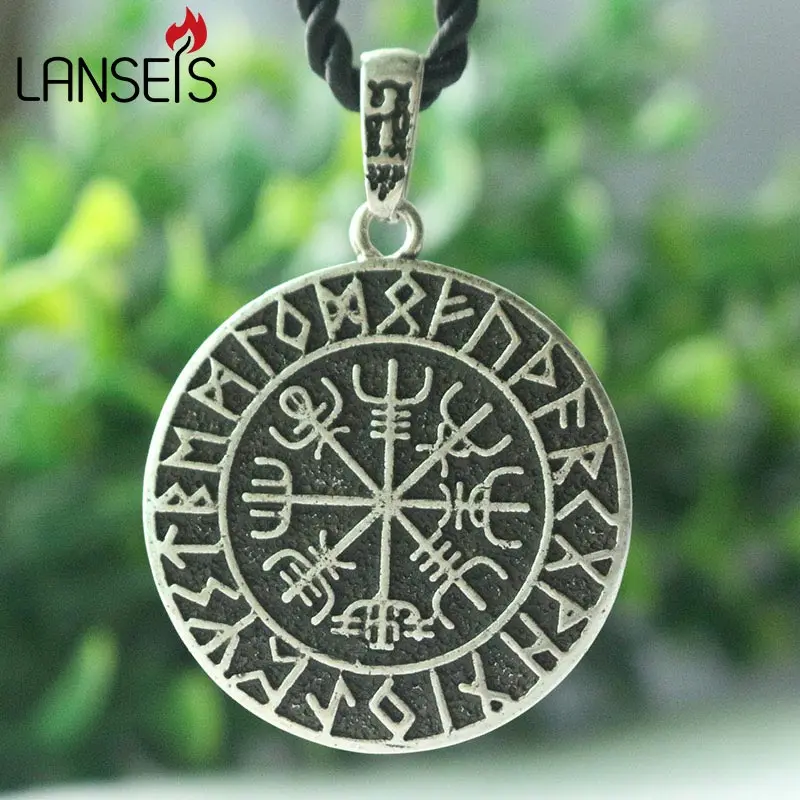Lanseis 1 шт. ODIN'S символ NORSE RUNIC Мужская подвеска ожерелье руны викингов Vegvisir с